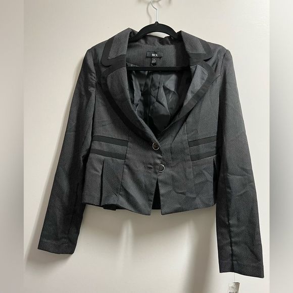 BCX Black and Gray Blazer Button Front Jacket NWT Size Medium - Picture 5 of 8